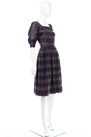 As New Lanz of Salzburg Vintage Puff Sleeve Cotton Gray Dress