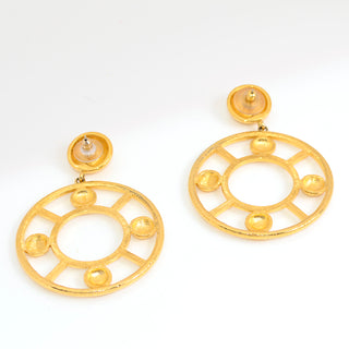 1980s Monet Large Statement Gold Circle Earrings