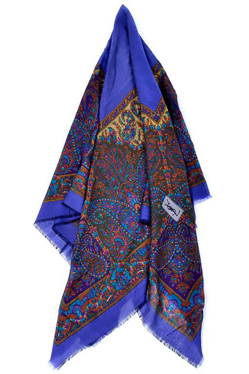 Yves Saint Laurent Vintage Scarf in Jewel Tones in Oversized Wool