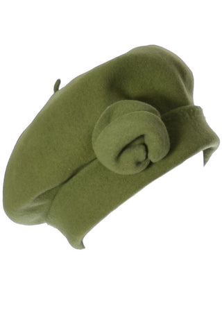 Laulhére France vintage beret green wool hat - Dressing Vintage
