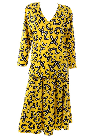 Yellow Postmodern Print Cotton Outfit Dress