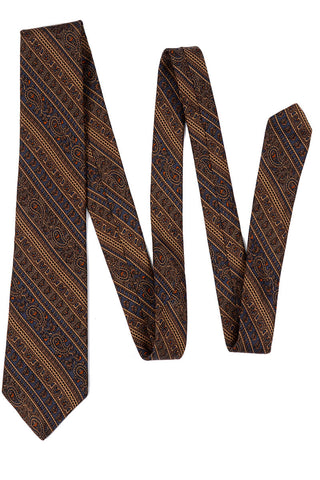 1950s Liberty of London Brown & Blue Paisley Narrow Silk Tie