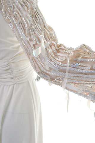 Detail Sheer Statement Sleeves on a 1970's Lilli Diamond Vintage Maxi Dress