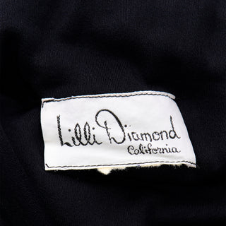1970s Lilli Diamond California Vintage Black Grecian Style One Shoulder Evening Dress