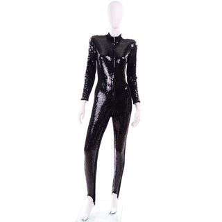 1980s Lillie Rubin black sequin jumpsuit with stirrups