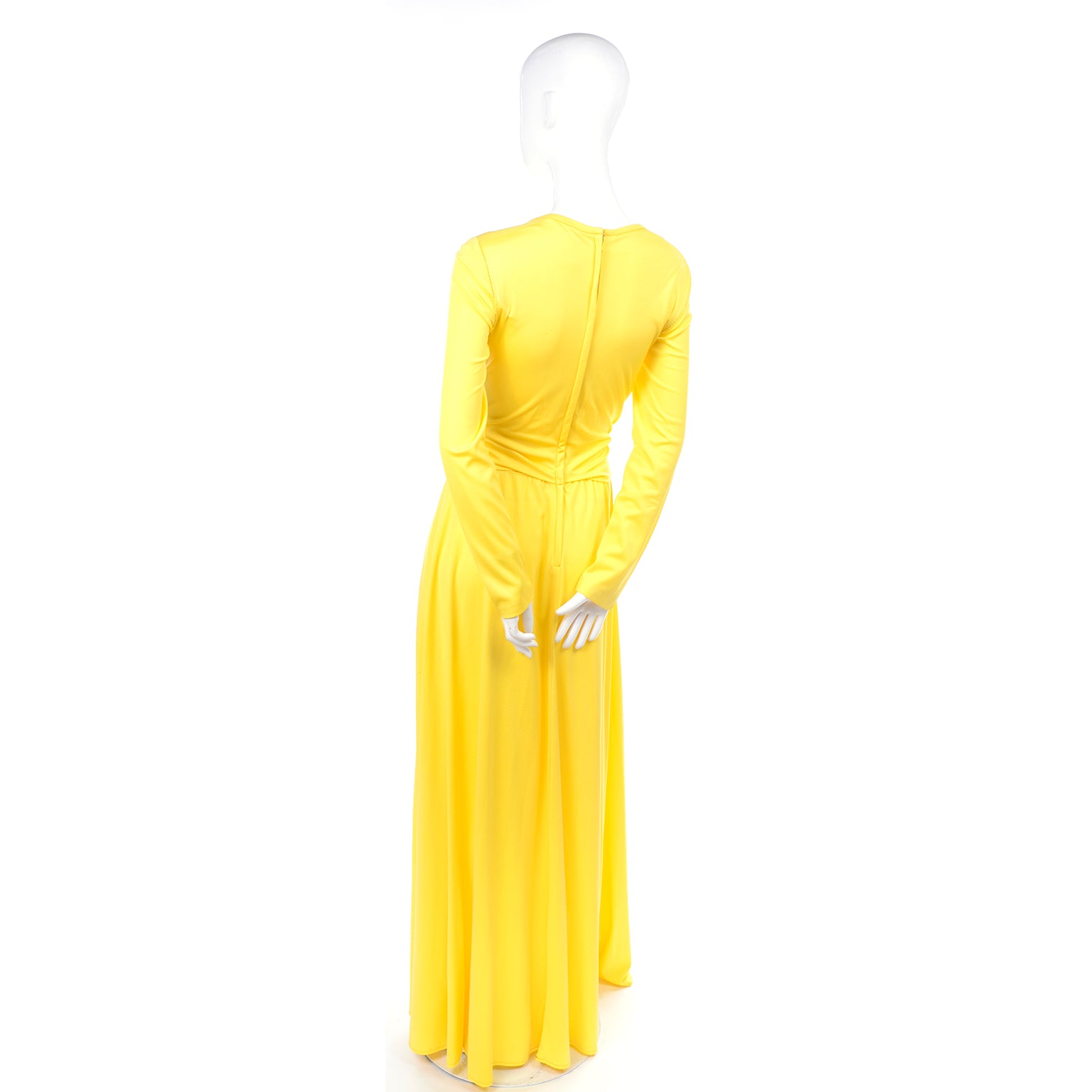 Lillie Rubin Yellow Jersey Vintage Maxi Dress w Sash Modig Lillie Rubin Yellow Jersey Vintage Maxi Dress w Sash Modig