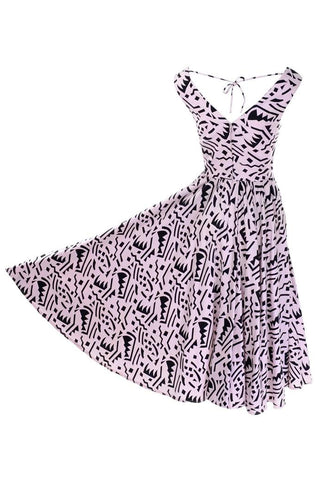 1980's Cotton day dress by Lillie Rubin w/ Abstract Graphic Print