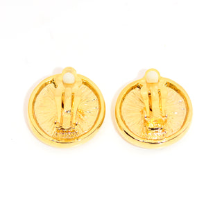 1980s Round Medallion Vintage Lion Clip-On Earrings
