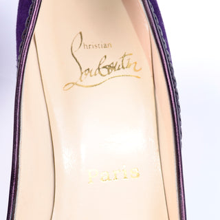 Christian Louboutin Deep Purple Suede Alice Shoes With Bow Paris heels