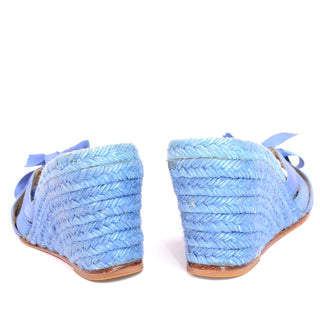 Christian Louboutin blue shoes wedge sandals espadrilles