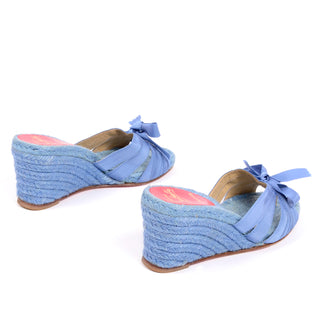 Christian Louboutin blue shoes wedge sandals espadrilles 37