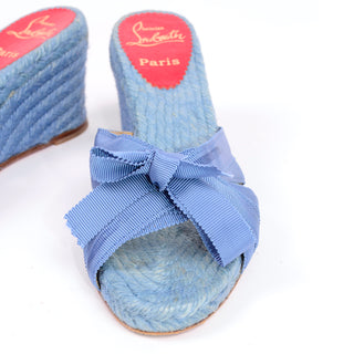 Christian Louboutin shoes wedge sandals blue espadrilles