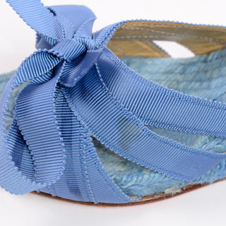 Christian Louboutin Shoes Blue Espadrille Bow Wedge Sandals Size 37