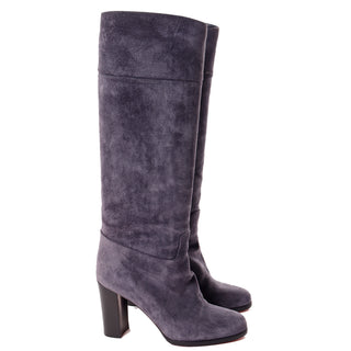 2000s Christian Louboutin Purple Suede Boots Sz 40.5 w Stacked heels