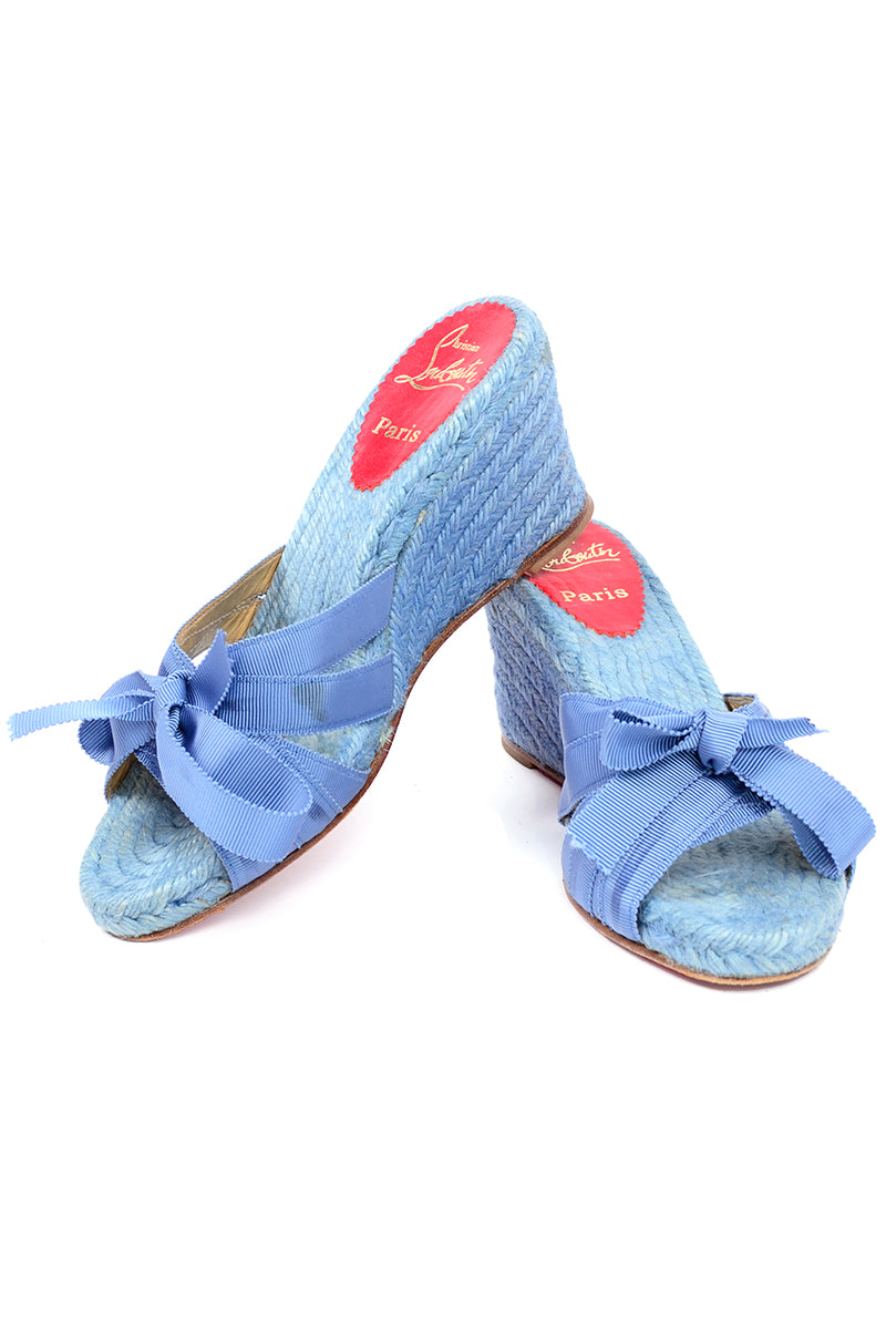Christian Louboutin Espadrille Bow Wedge Sandals