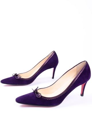 Christian Louboutin Deep Purple Suede Alice Shoes With Bow