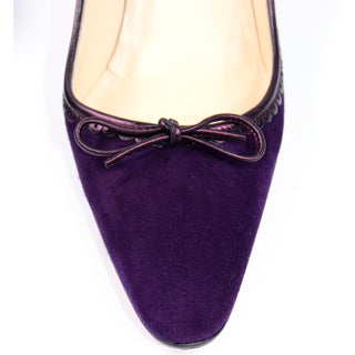 Christian Louboutin Deep Purple Suede Alice Shoes With Bow metallic trrim
