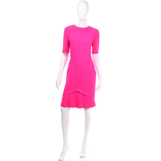 Vintage Hot Pink Louis Feraud Summer Wool Day Dress Medium