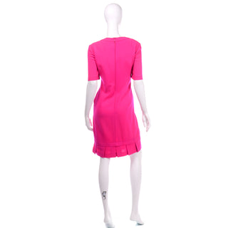 Vintage Hot Pink Louis Feraud Summer Wool Day Dress Pleated
