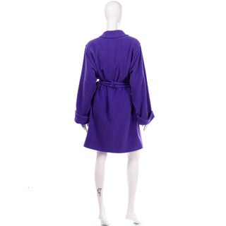Louis Feraud Vintage Purple Coat With Belt and Pockets 1980s