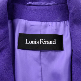 Louis Feraud Vintage Purple Coat With Belt and Pockets designer 