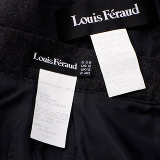 Charcoal Grey Louis Feraud Vintage Skirt Blazer Suit With Lace Applique 8