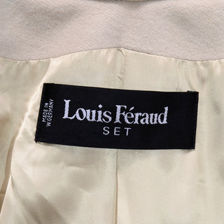 Louis Feraud Vintage Cream Cashmere Blend Coat W Removable Fur Collar Germany