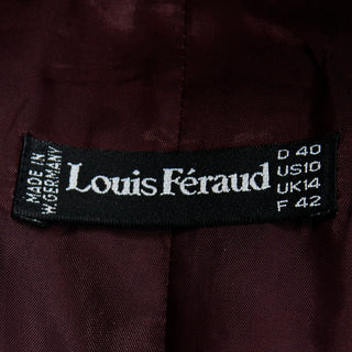 1990s Louis Feraud Plum Wool Drop Waist Dress W Pleated Skirt w Germany