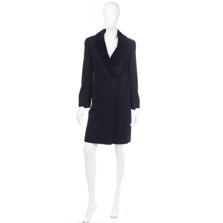 Louis Féraud Vintage Black Evening Blazer Coat With Sparkle Fuzzy Lapels