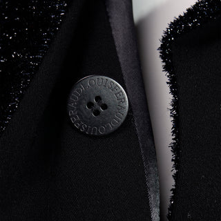 Louis Féraud Vintage Black Evening Blazer Coat With Sparkle Lapels Paris