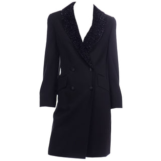 Louis Féraud Vintage Black Evening Blazer Coat With Sparkle Lapels Sz 10