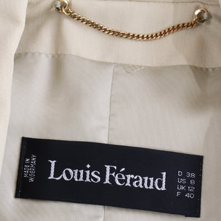 1990s Louis Feraud Neutral Minimalist Long Jacket & Skirt Suit Size 810