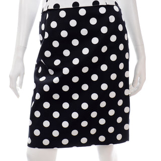 100% Cotton Vintage Louis Feraud Black & White Polka Dot 3 Pc Suit Bustier Skirt & Jacket Size 10
