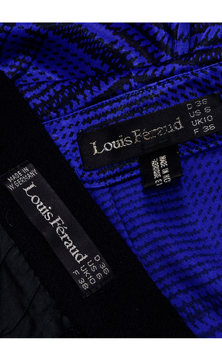 Louis Feraud Vintage Blue Silk Blouse and Black Wool Skirt 8