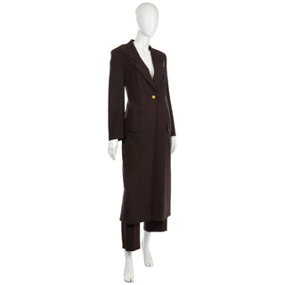 Louis Feraud Brown Pinstripe Vintage Pant suit w Coat & Trousers