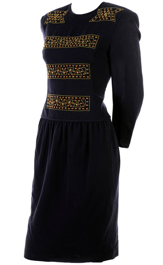Vintage Black Louis Feraud Dress With Studs