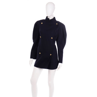 Vintage 1980s Louis Feraud Navy Blue Midnight Jacket 80s coat
