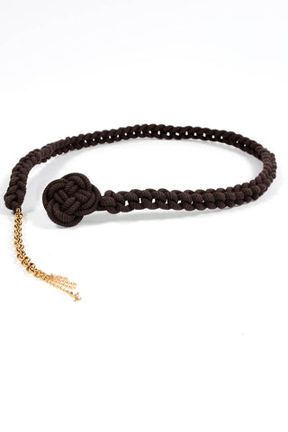 Louis Vuitton Brown Macrame Rope Belt with Braided Florette and GOld Chain