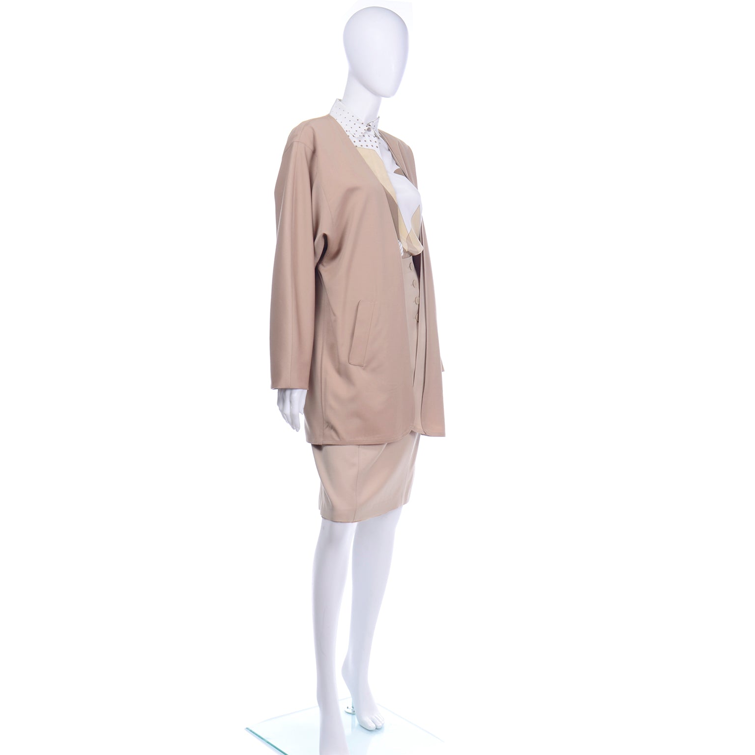 Louis Feraud 1980s Vintage Skirt Jacket and Blouse Suit