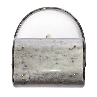 Vintage 1950s Grey Lucite Handbag marbled