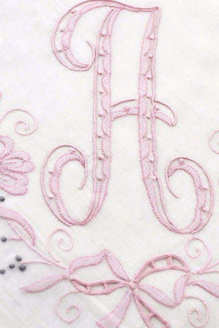 Madeira Pink Initial A Vintage Monogrammed Handkerchief