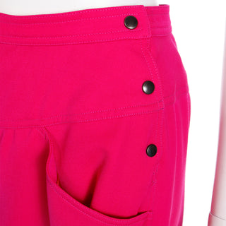 1980s Yves Saint Laurent Hot Pink Vintage Skirt with side snaps