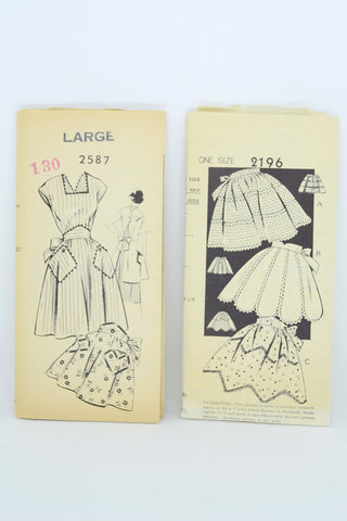 Two 1950s Apron Mail Order Sewing Patterns 2587 & 2196