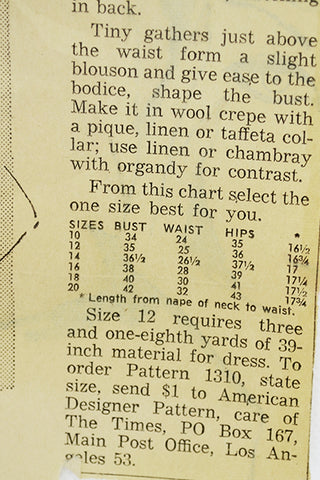 1950s Spadea 1310 Designer Dress Sewing Pattern  Harvey Berin