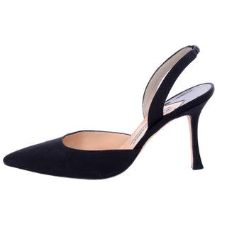 Manolo Blahnik Black Carolyne Slingback Heels in Size 38.5