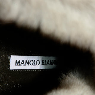 Manolo Blahnik Black Suede Booties With Fur Trim 36.5 Boots mink