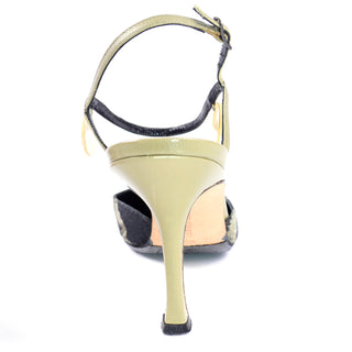 Manolo Blahnik Green & Black Pelotera Slingback Shoes w/ Original Box & Dust Bag heels w/ ankle straps 37