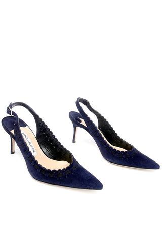 36.5 Manolo Blahnik Vintage blue suede slingback shoes