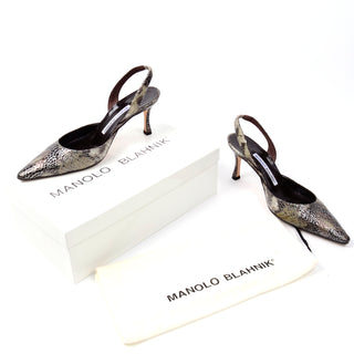 Manolo Blahnik Carolyne Slingback Shoes Alligator 