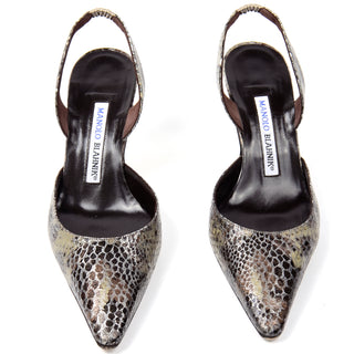 Manolo Blahnik Carolyne Slingback Shoes Reptile pattern
